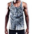White Tiger Painting Print Men's Workout Tank Top