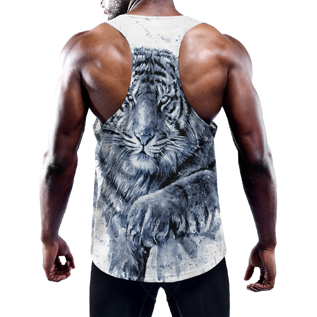 White Tiger Painting Print Training Tank Top