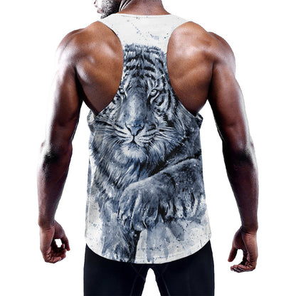 White Tiger Painting Print Training Tank Top