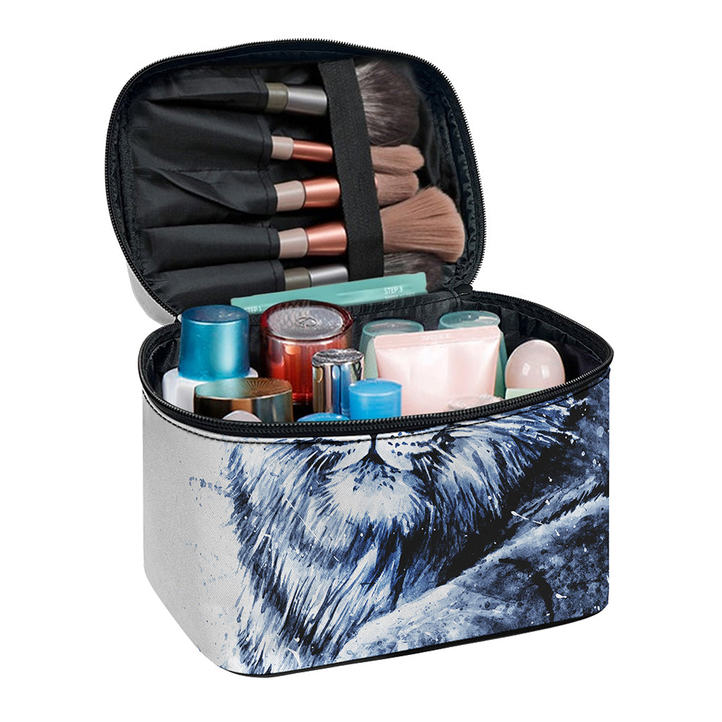 White Tiger Painting Print Travel Makeup Bag