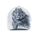 White Tiger Painting Print White Mesh Trucker Hat
