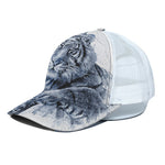 White Tiger Painting Print White Mesh Trucker Cap