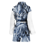 White Tiger Painting Print Women's Bathrobe