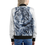 White Tiger Painting Print Women's Bomber Jacket
