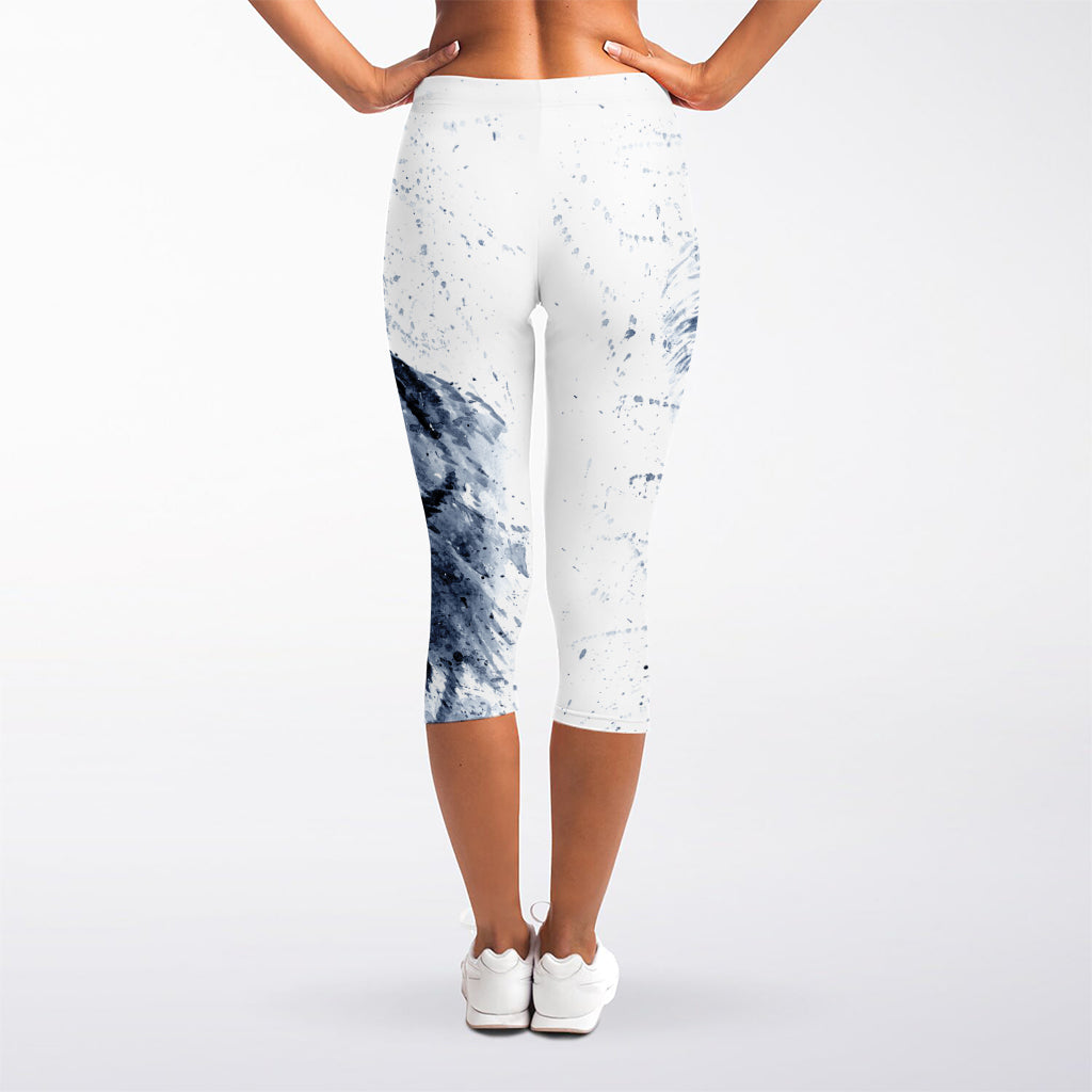 White Tiger Painting Print Women's Capri Leggings