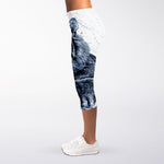 White Tiger Painting Print Women's Capri Leggings