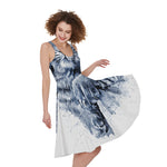 White Tiger Painting Print Women's Sleeveless Dress