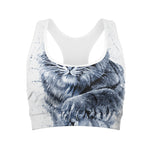 White Tiger Painting Print Women's Sports Bra