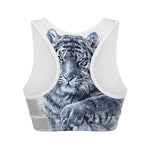 White Tiger Painting Print Women's Sports Bra