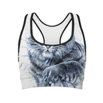 White Tiger Painting Print Women's Sports Bra