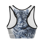 White Tiger Painting Print Women's Sports Bra