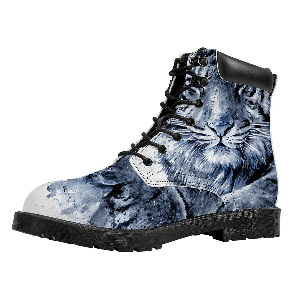 White Tiger Painting Print Work Boots