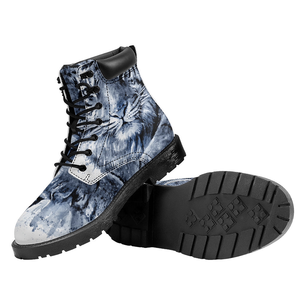 White Tiger Painting Print Work Boots