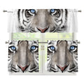 White Tiger Portrait Print 3 Piece Kitchen Curtains