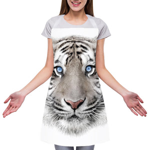 White Tiger Portrait Print Adjustable Apron