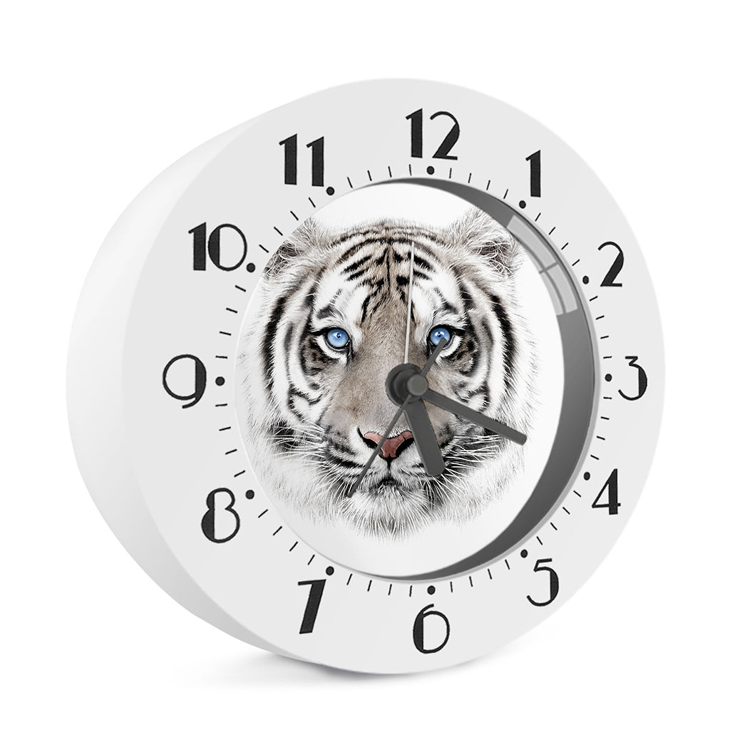 White Tiger Portrait Print Alarm Clock