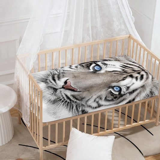 White Tiger Portrait Print Baby Crib Sheet