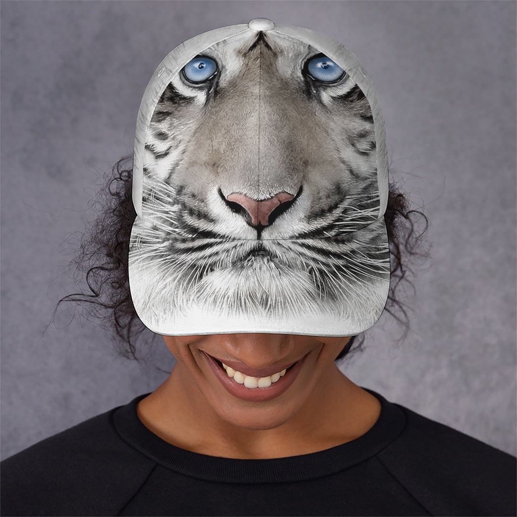 White Tiger Portrait Print Baseball Cap