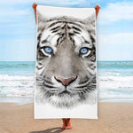 White Tiger Portrait Print Beach Towel