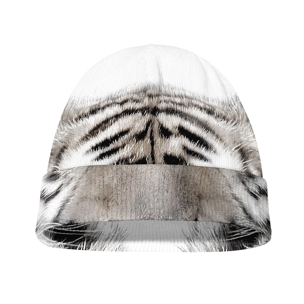 White Tiger Portrait Print Beanie