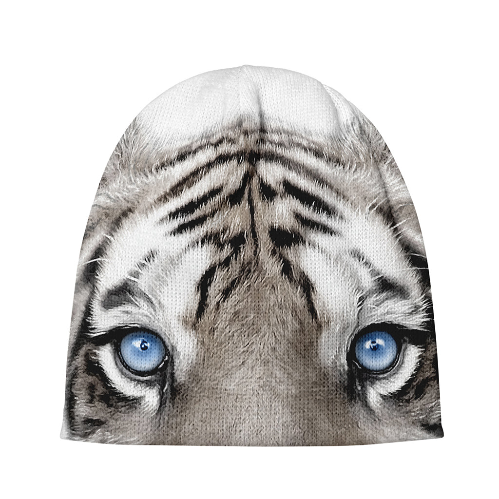 White Tiger Portrait Print Beanie