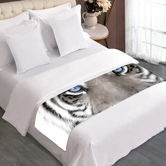 White Tiger Portrait Print Bed Runner