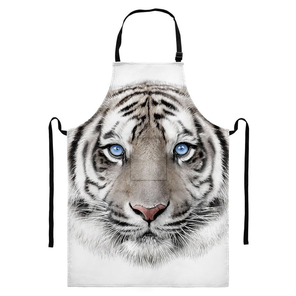 White Tiger Portrait Print Bib Apron With Pocket