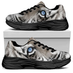 White Tiger Portrait Print Black Chunky Shoes