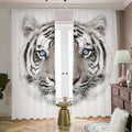 White Tiger Portrait Print Dimout Pencil Pleat Curtains