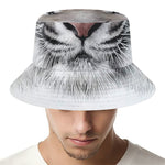 White Tiger Portrait Print Bucket Hat
