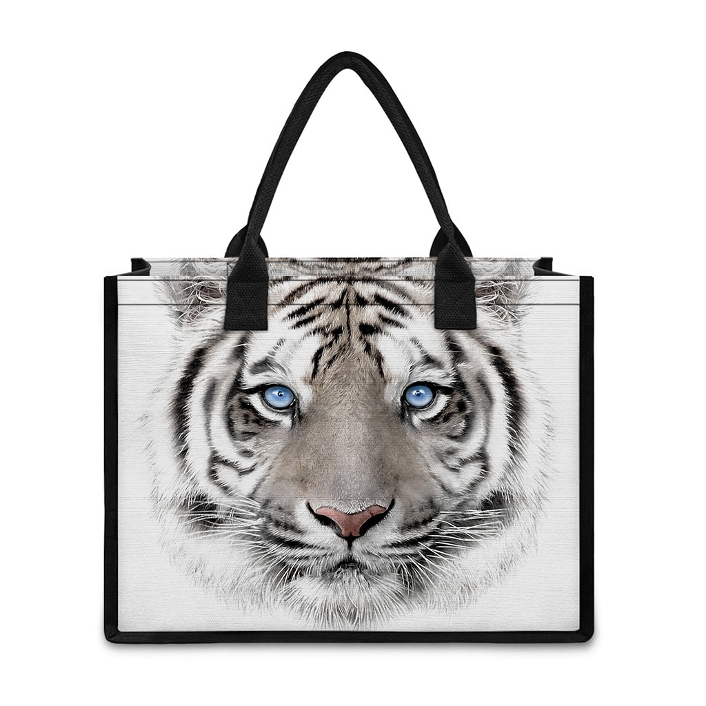 White Tiger Portrait Print Canvas Tote Bag
