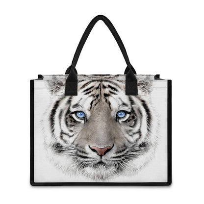 White Tiger Portrait Print Canvas Tote Bag