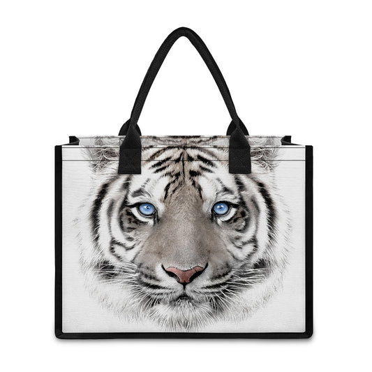 White Tiger Portrait Print Canvas Tote Bag
