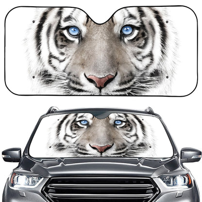 White Tiger Portrait Print Car Windshield Sun Shade