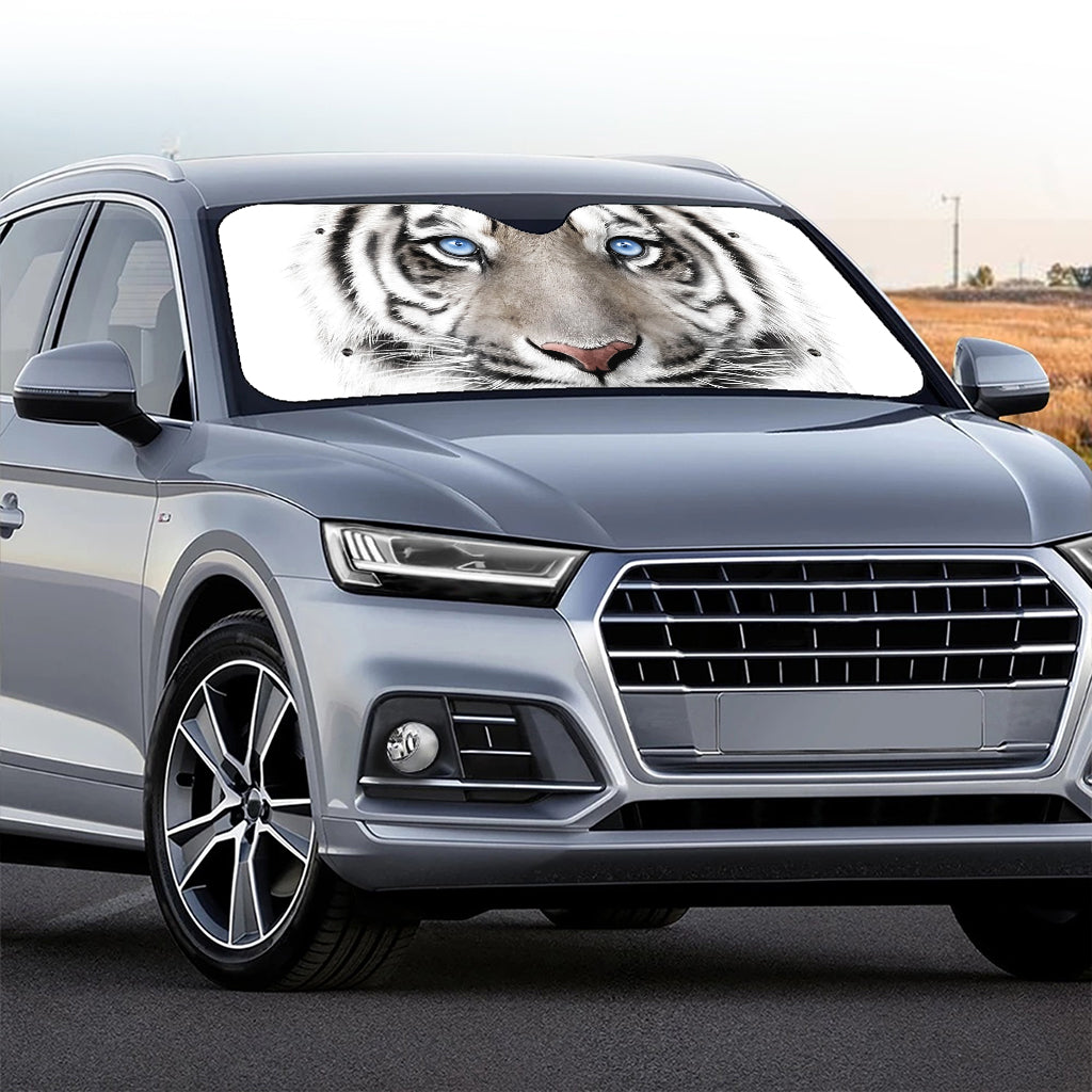 White Tiger Portrait Print Car Windshield Sun Shade