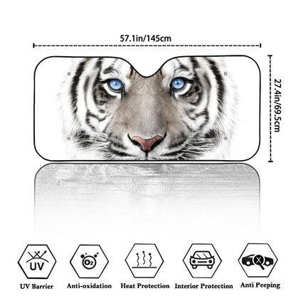 White Tiger Portrait Print Car Windshield Sun Shade