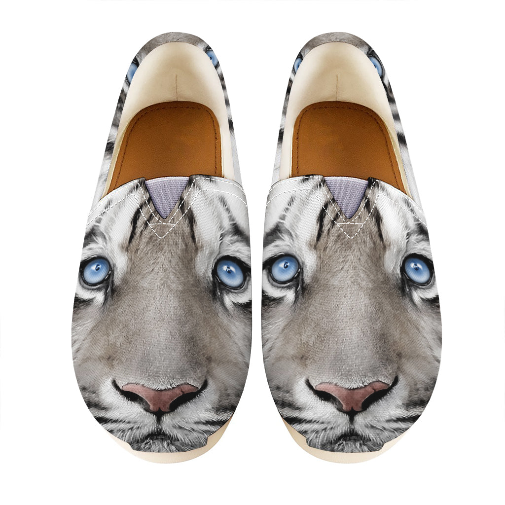 White Tiger Portrait Print Casual Shoes