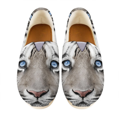 White Tiger Portrait Print Casual Shoes