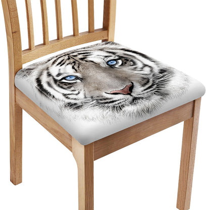 White Tiger Portrait Print Chair Cushion Cover
