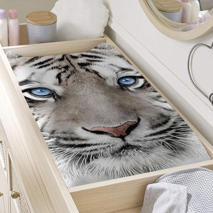 White Tiger Portrait Print Changing Pad Cover