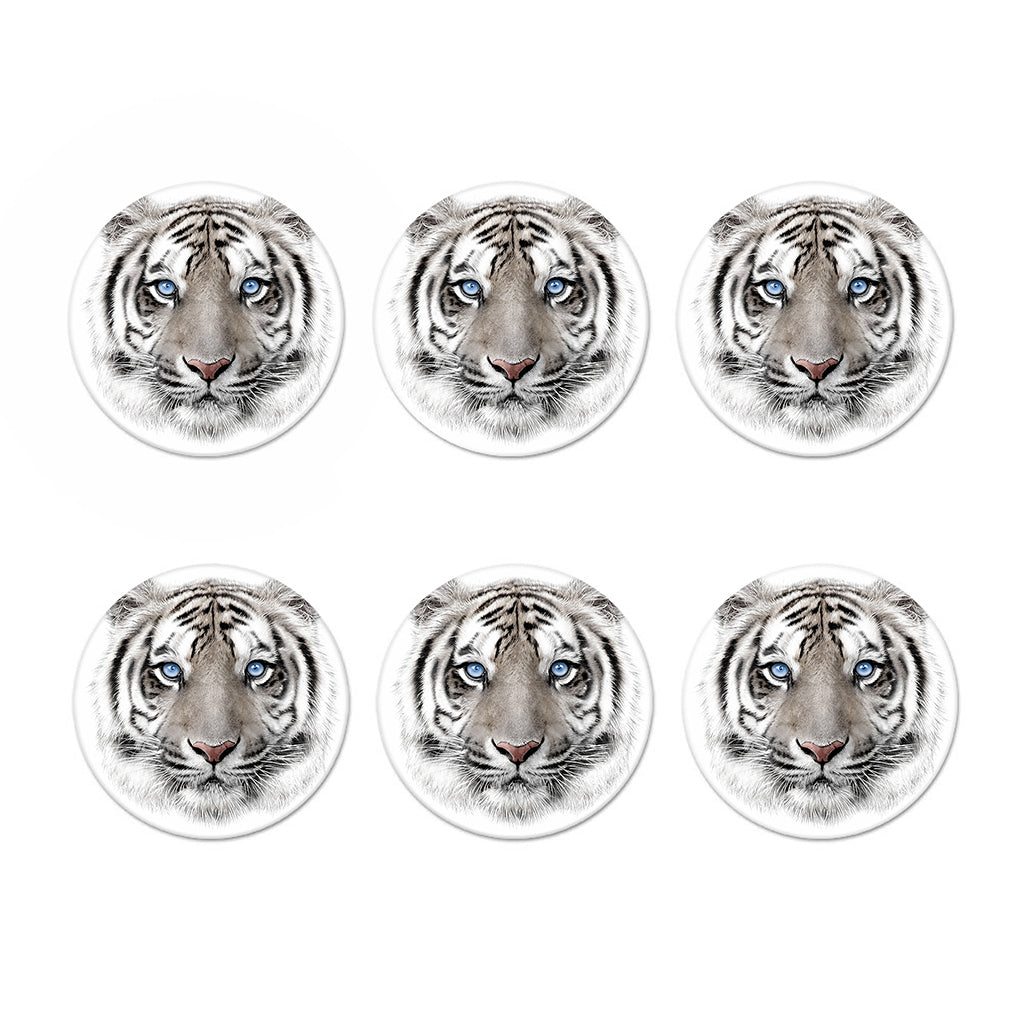 White Tiger Portrait Print Coaster Set