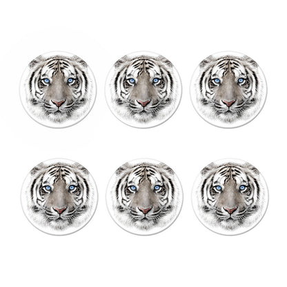 White Tiger Portrait Print Coaster Set