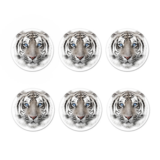 White Tiger Portrait Print Coaster Set