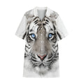 White Tiger Portrait Print Cotton Hawaiian Shirt