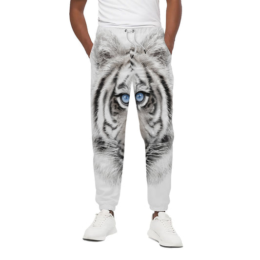 White Tiger Portrait Print Cotton Pants