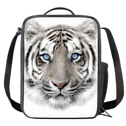 White Tiger Portrait Print Crossbody Lunch Bag