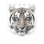White Tiger Portrait Print Curtain