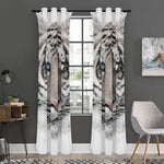 White Tiger Portrait Print Curtain