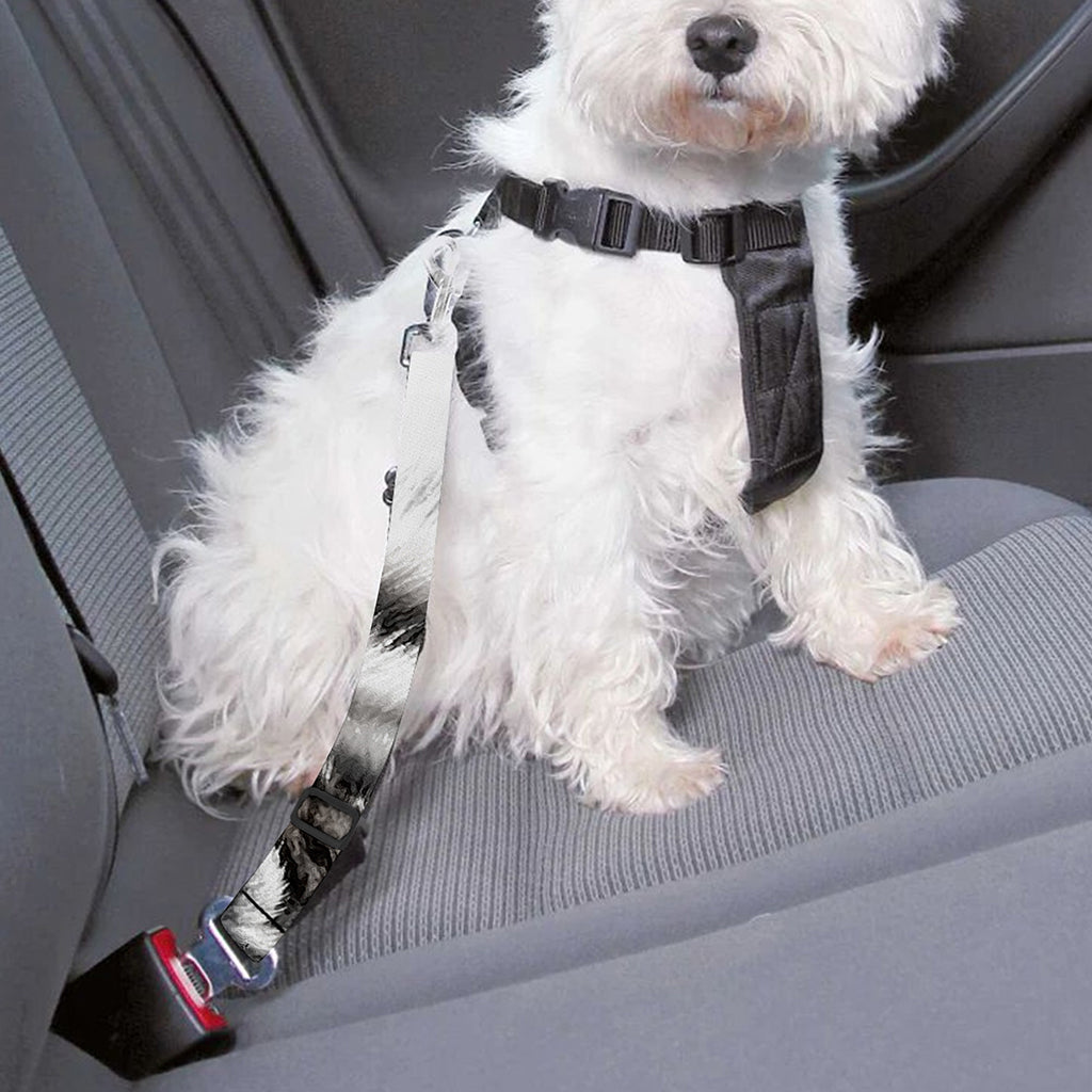 White Tiger Portrait Print Dog Seat Belt
