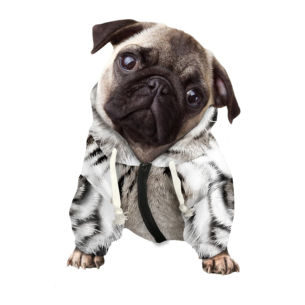 White Tiger Portrait Print Dog Zip Up Hoodie